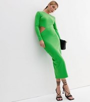 ONLY Green Cut Out Long Sleeve Midi Dress